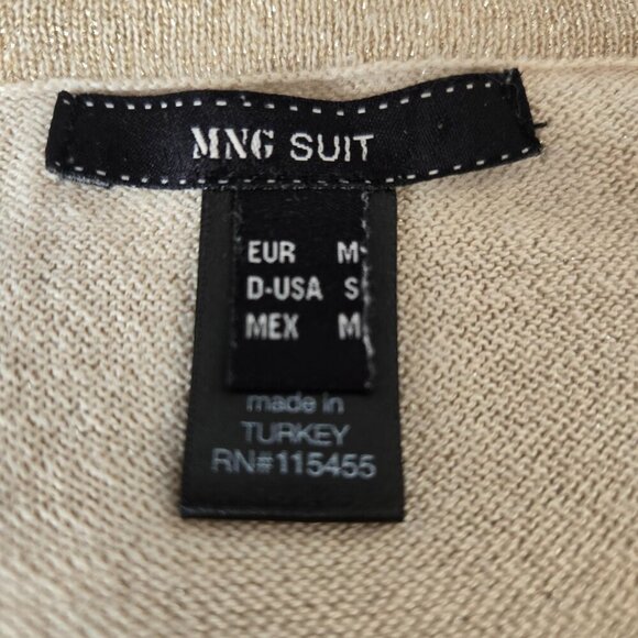 Y2K Mango Gold Glitter Knit Cardigan Crochet Short Sleeves Button Front size M - Picture 3 of 10